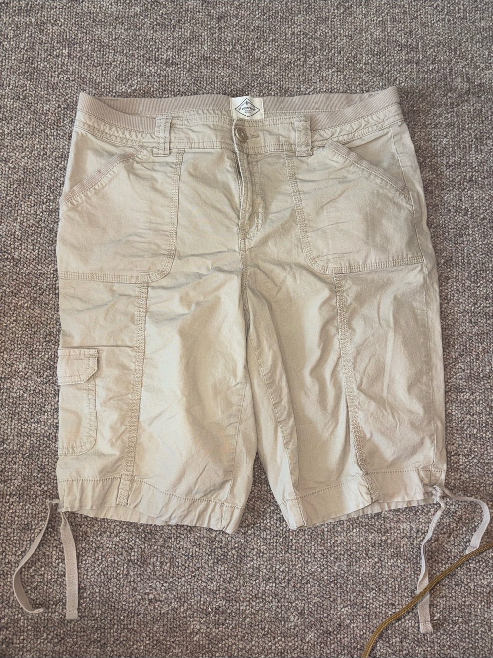 St. John's Bay Khaki Cargo Drawstring Hem Shorts